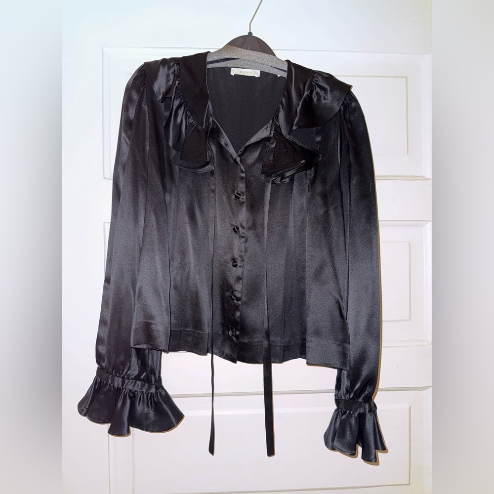 Doen Black Solange Silk Blouse - size XS